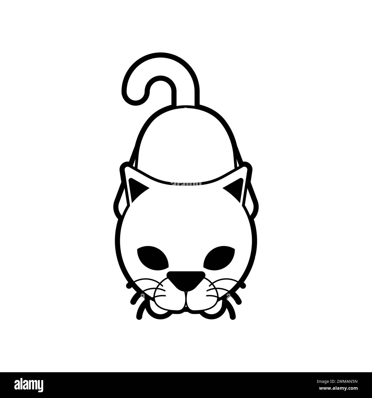 Cat guarda in alto. PET guarda il suo proprietario. Icona con il simbolo dei gatti Illustrazione Vettoriale