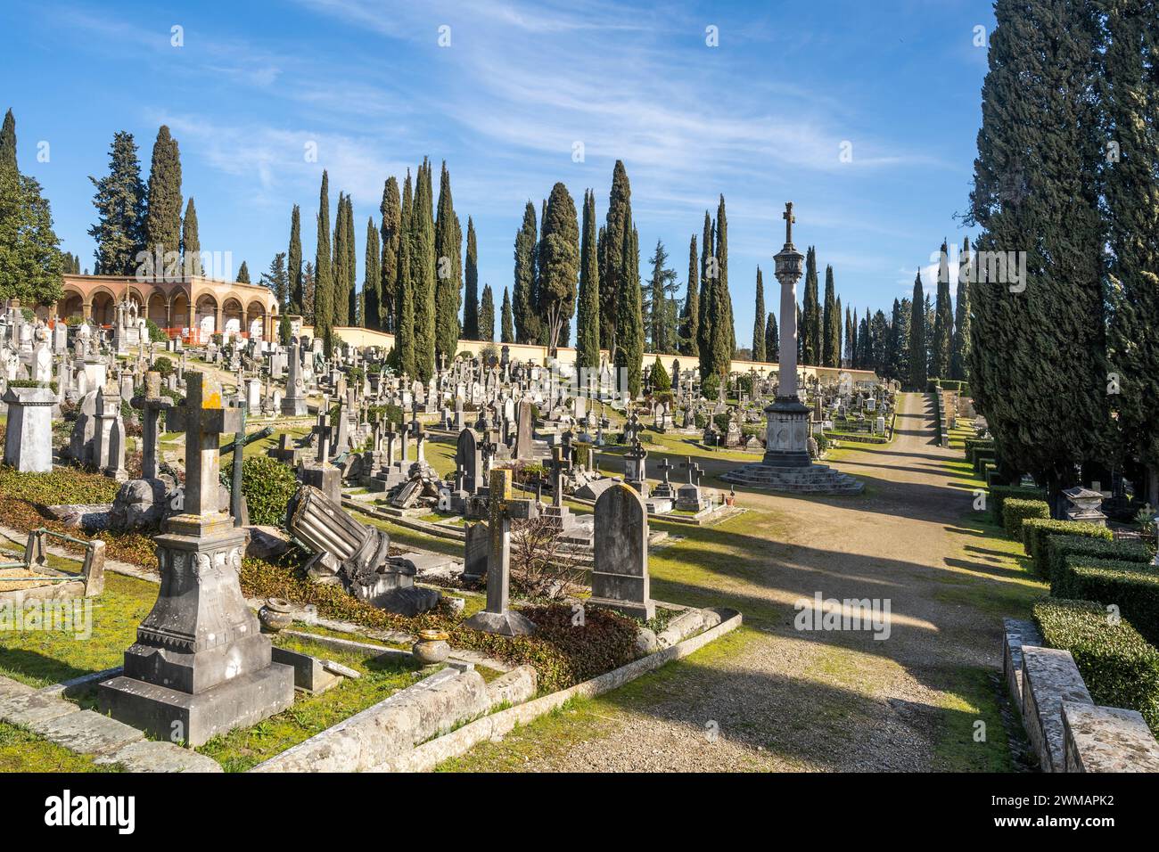 Cimitero Evangelico agli Allori per la sepoltura di comunità non cattoliche, quartiere Galluzzo, Firenze Italia Foto Stock