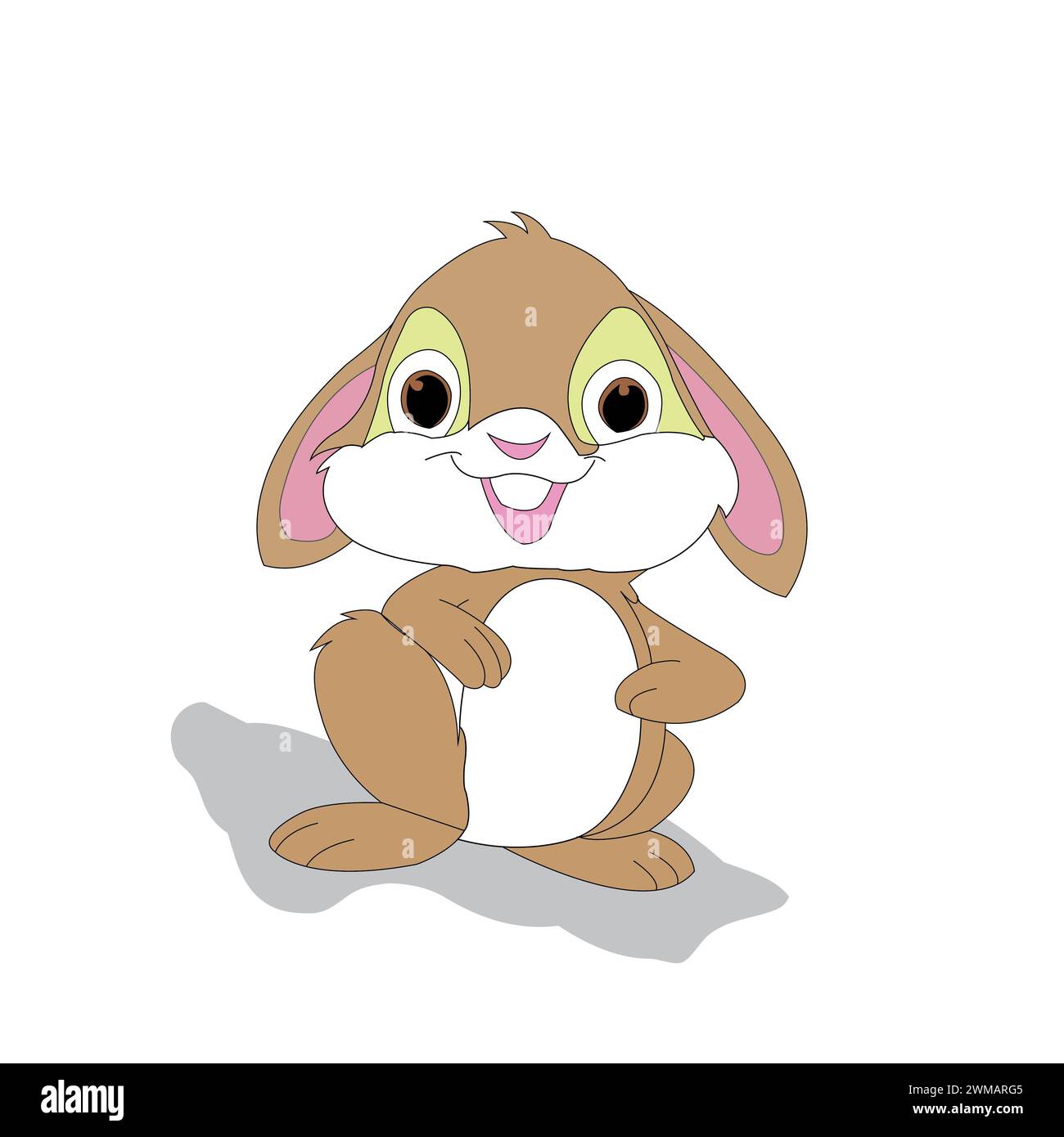 Simpatica e semplice illustrazione di coniglio su sfondo bianco. Cartone animato carino Bunny Fat Rabbit Drawing Foto Stock