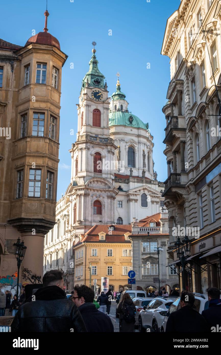 Praga, Repubblica Ceca - gennaio 2024: Paesaggio urbano della città vecchia, centro di Praga Foto Stock