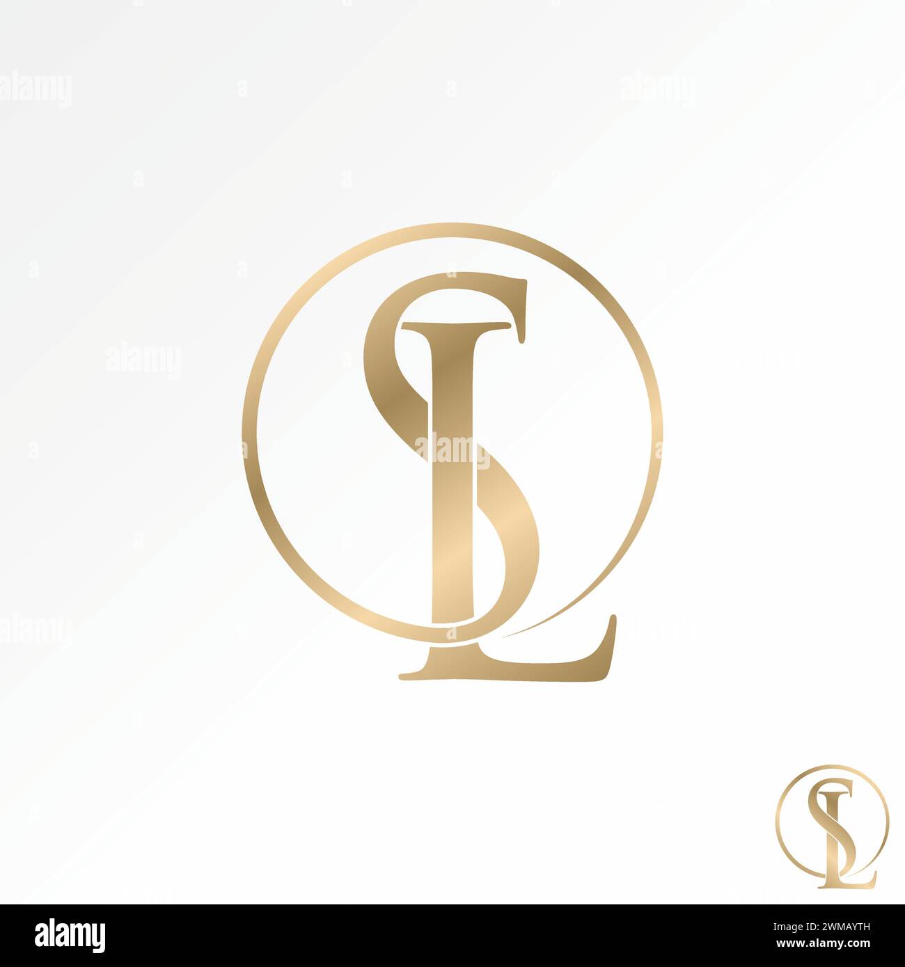 Design del logo concetto grafico vettore creativo segno di scorta premium lettera astratta sigla SL iniziale o LS serif font Circle Connect si riferiscono al marchio di bellezza monogramma Illustrazione Vettoriale