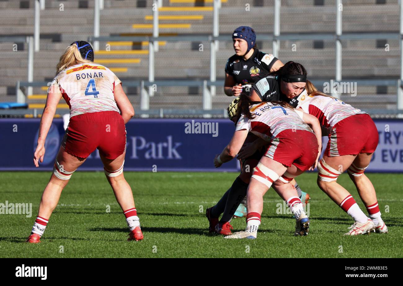 Exeter, Devon, Regno Unito. 24 febbraio 2024. Allianz Premiership Women's Rugby: Exeter Chiefs vs Harlequins Women at Sandy Park, Exeter, Devon, Regno Unito. Nella foto: Credito: Nidpor/Alamy Live News Foto Stock