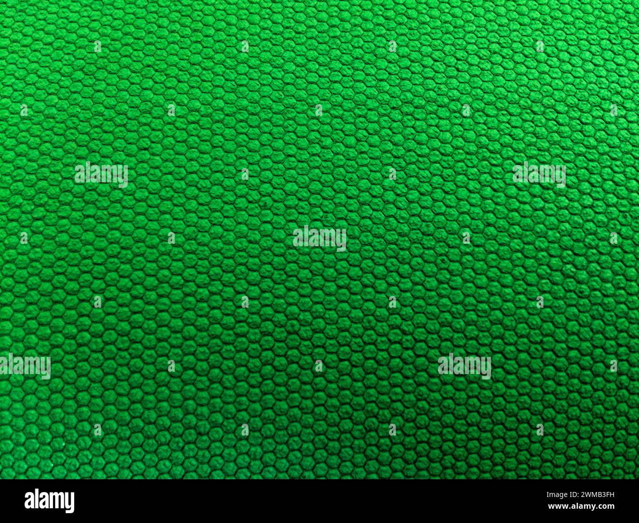 L'immagine mostra una superficie a trama verde con piccoli cerchi uniformi in rilievo. Foto Stock