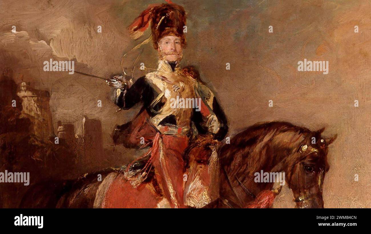 JAMES BRUDENELL, VII CONTE DI CARDIGAN (1897-1868) alias Lord Cardigan. Ufficiale dell'esercito britannico che guidò la carica della Brigata leggera durante la guerra di Crimea. Sezione di pittura di Francis Grant intorno al 1841. Foto Stock