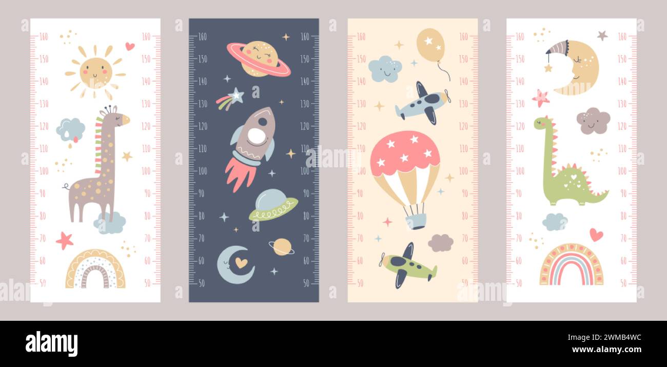 Chart Crescita Acquerello Bambini Con Animali Acquerello - Grafico Crescita  200cm Per Cameretta Misuratore Altezza, image size:1300x715