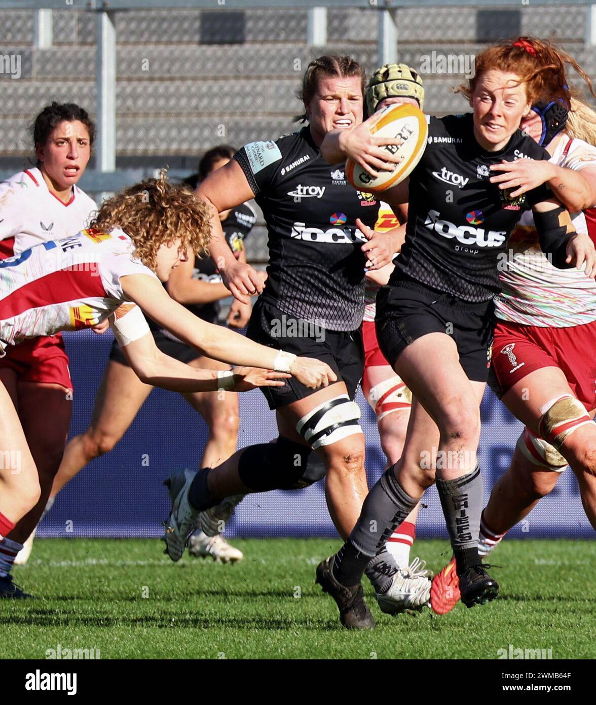 Exeter, Devon, Regno Unito. 24 febbraio 2024. Allianz Premiership Women's Rugby: Exeter Chiefs vs Harlequins Women at Sandy Park, Exeter, Devon, Regno Unito. Nella foto: Alex Tessier credito: Nidpor/Alamy Live News Foto Stock