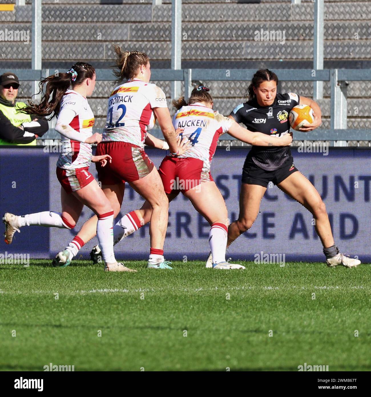 Exeter, Devon, Regno Unito. 24 febbraio 2024. Allianz Premiership Women's Rugby: Exeter Chiefs vs Harlequins Women at Sandy Park, Exeter, Devon, Regno Unito. Nella foto: Credito: Nidpor/Alamy Live News Foto Stock