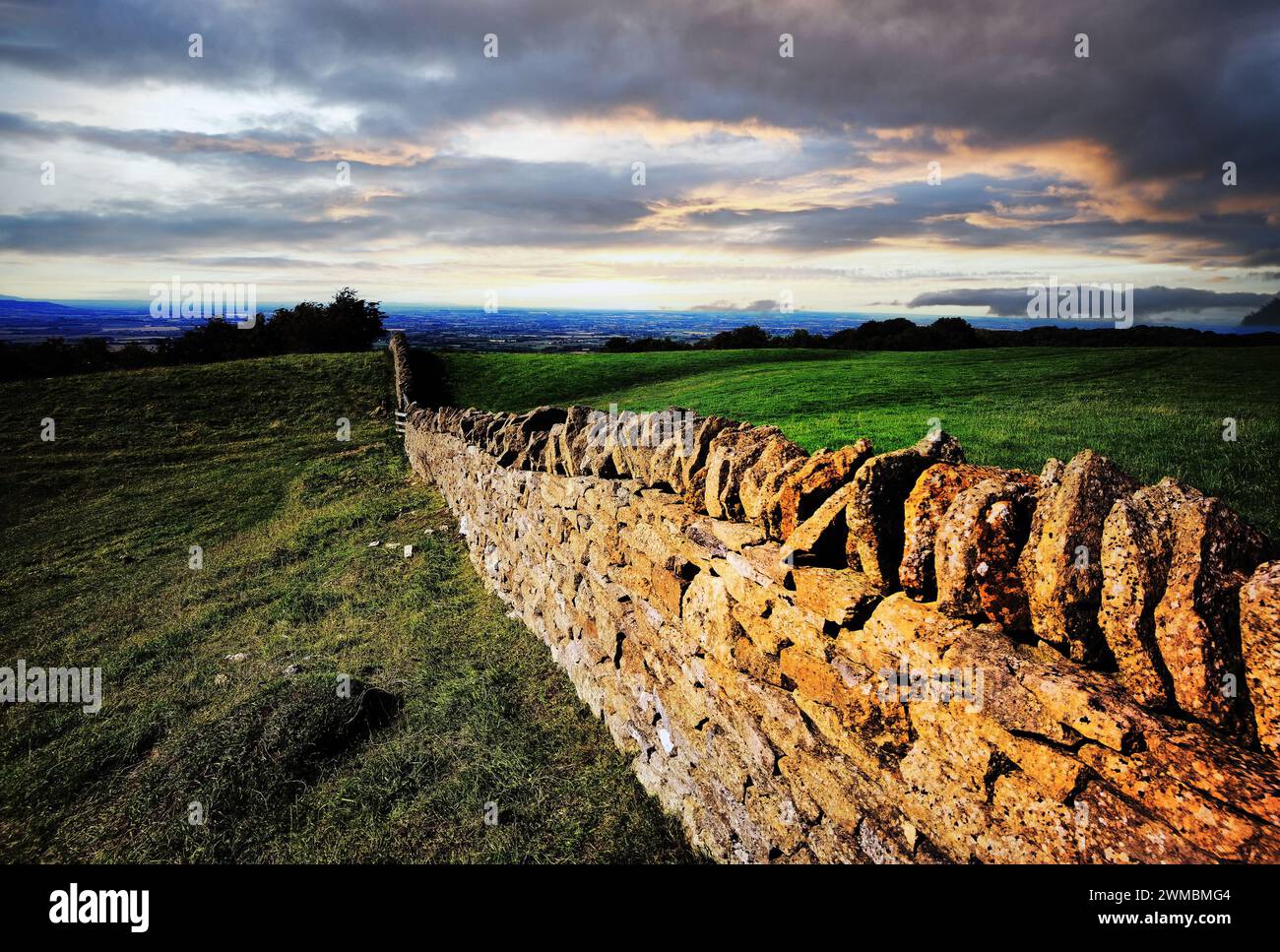 parete a secco cotswolds gloucestershire engld uk Foto Stock