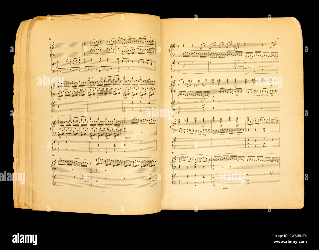 Spartiti musicali Concerto per pianoforte n. 1 in do maggiore di Ludwig van Beethoven, op. 15. Foto Stock