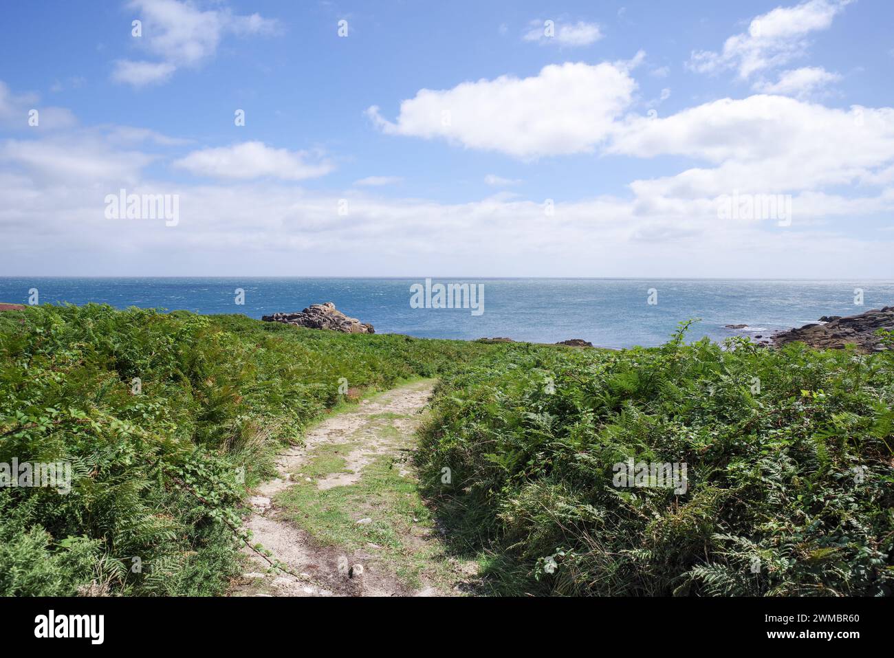 Viste panoramiche dell'oceano dall'isola di St Mary nelle isole Scilly, Regno Unito Foto Stock