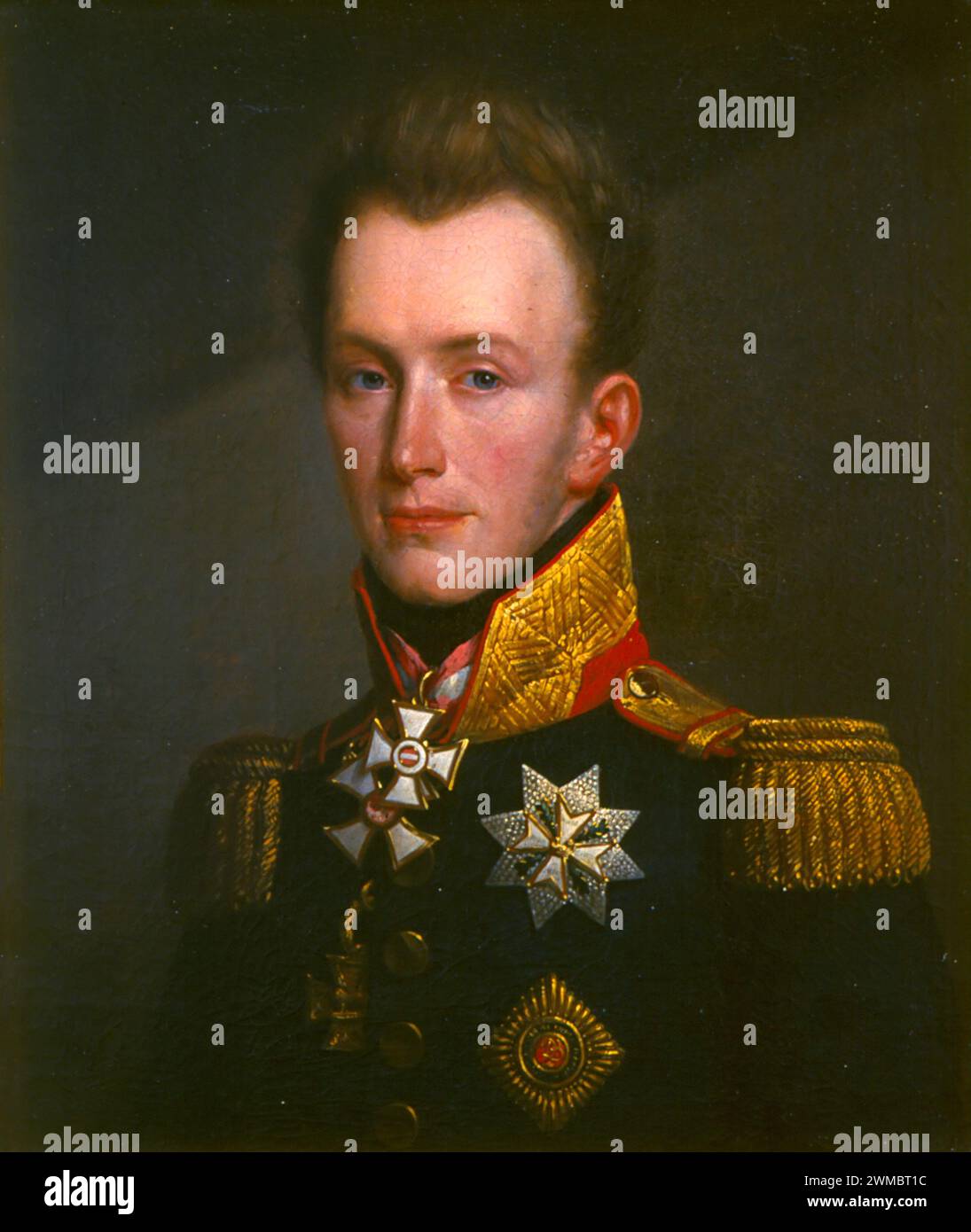 Guglielmo II nella battaglia di Waterloo, Guglielmo, Principe d'Orange, Guglielmo II (1792 – 1849) Re dei Paesi Bassi, Granduca di Lussemburgo e Duca di Limburgo. Guglielmo II dei Paesi Bassi Foto Stock
