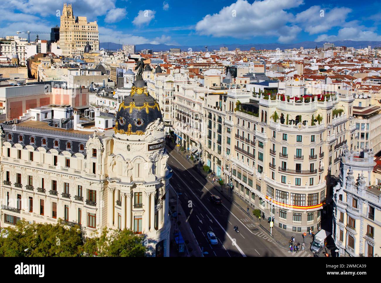 Edificio Metropolis, Gran Via, Madrid, Spagna, Europa Foto Stock