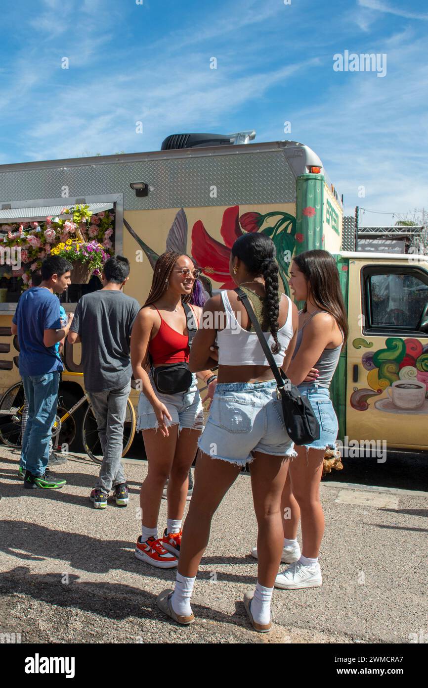 Gente al mercato dell'artigianato artigianale sulla quinta strada nel centro di Tucson, Arizona Foto Stock