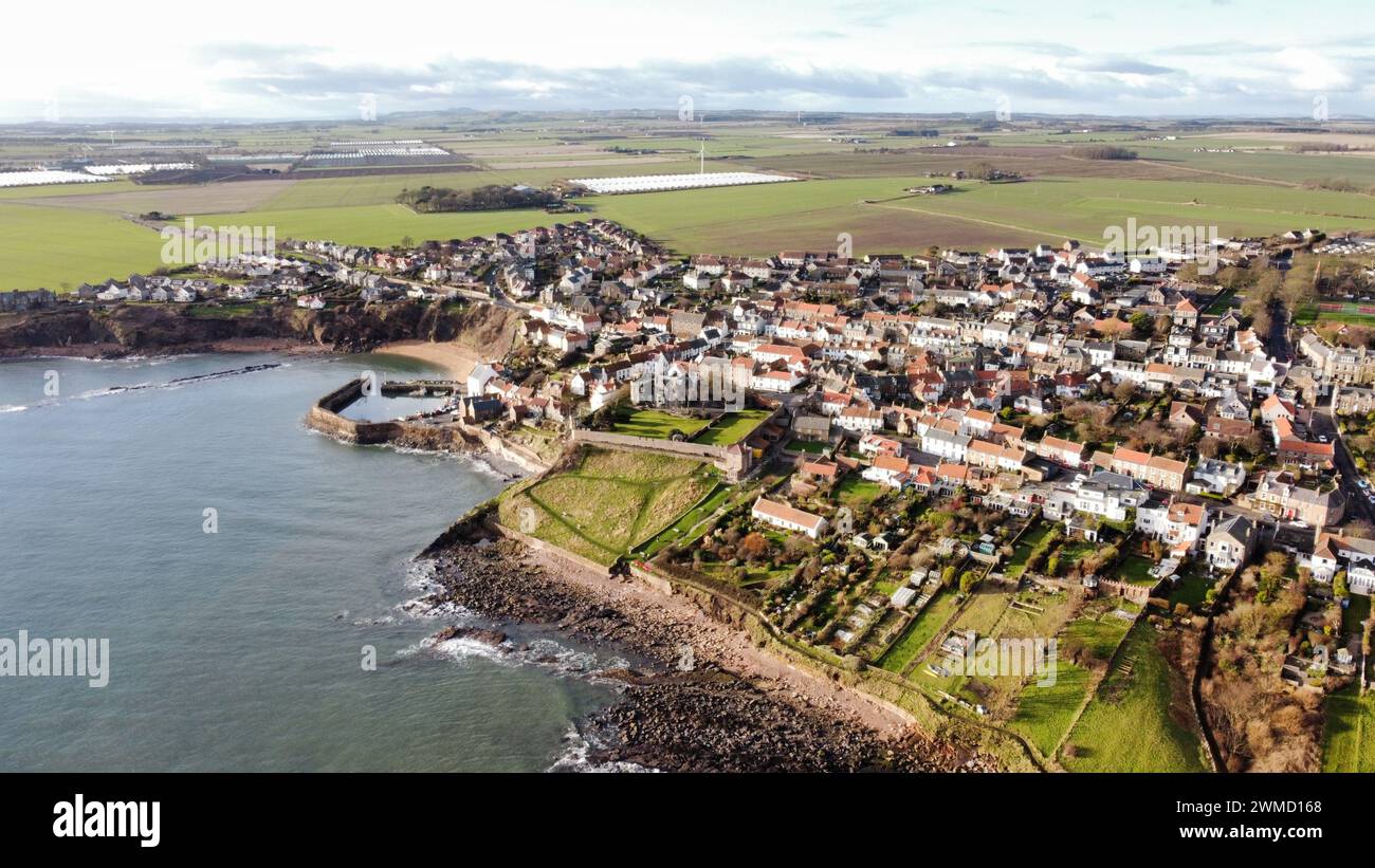 Vista aerea di Crail in Scozia Foto Stock