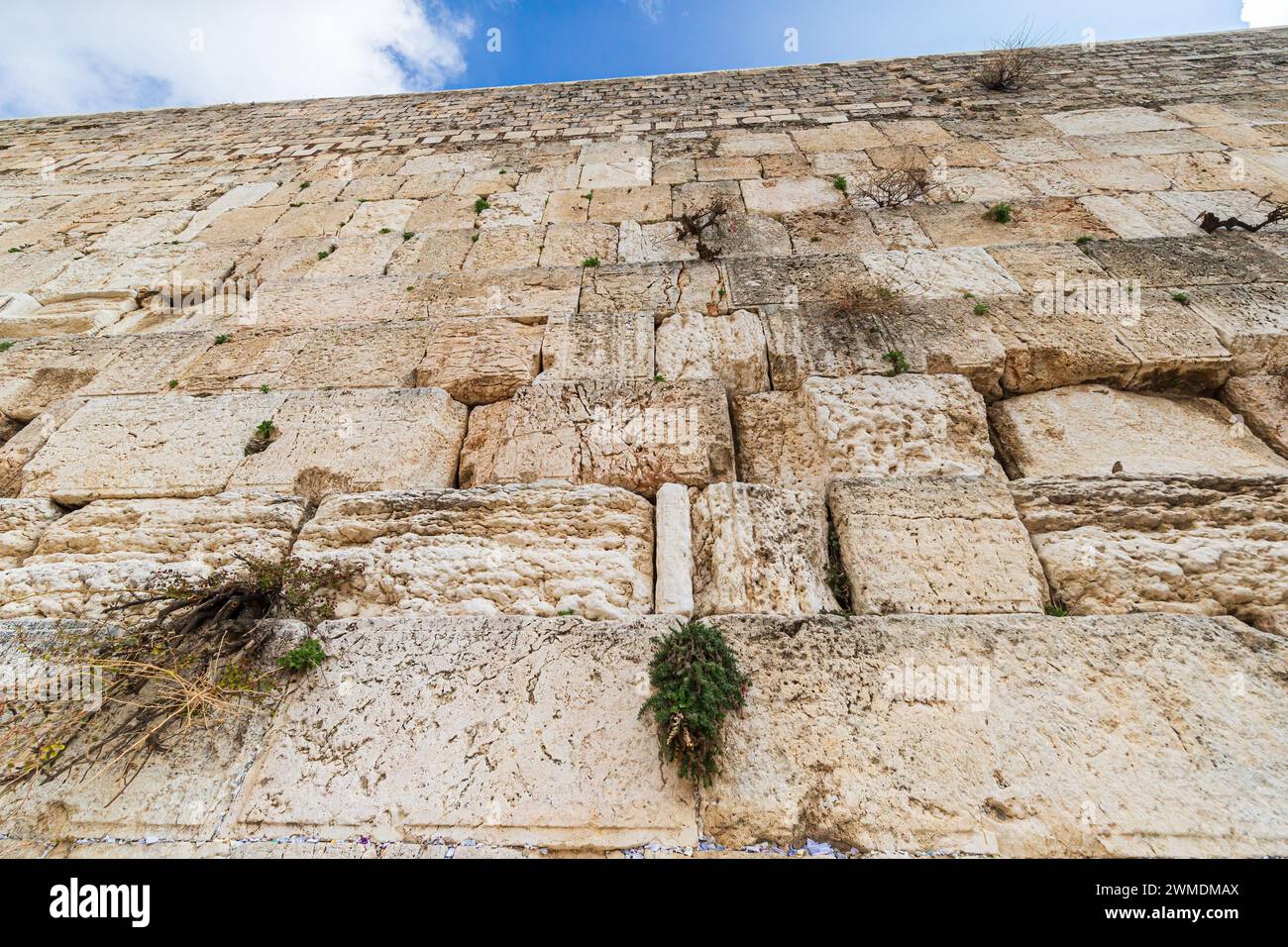 Primo piano del muro Occidentale a Gerusalemme Foto Stock