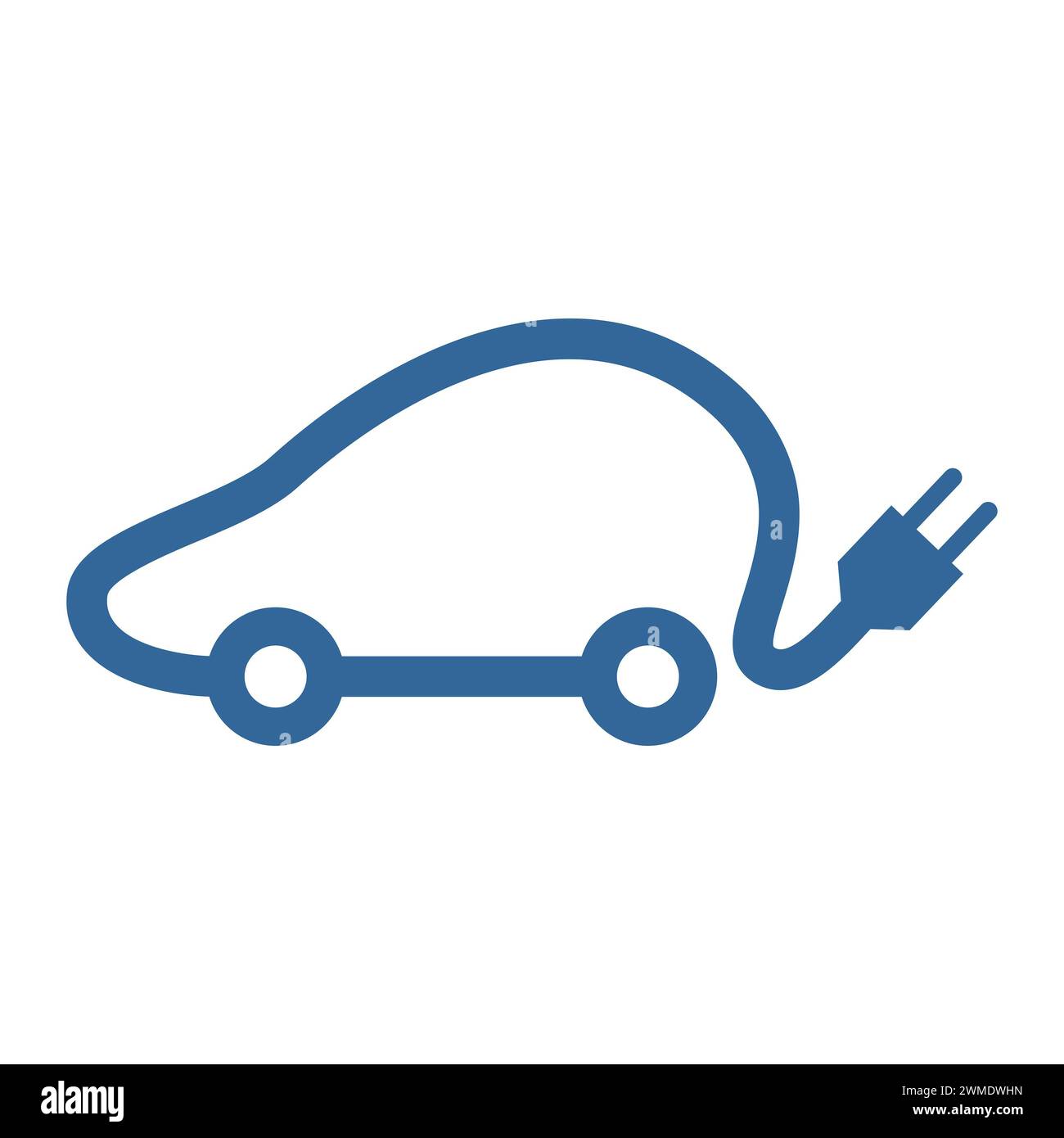 Simbolo dell'auto elettrica con cavo e spina Foto Stock