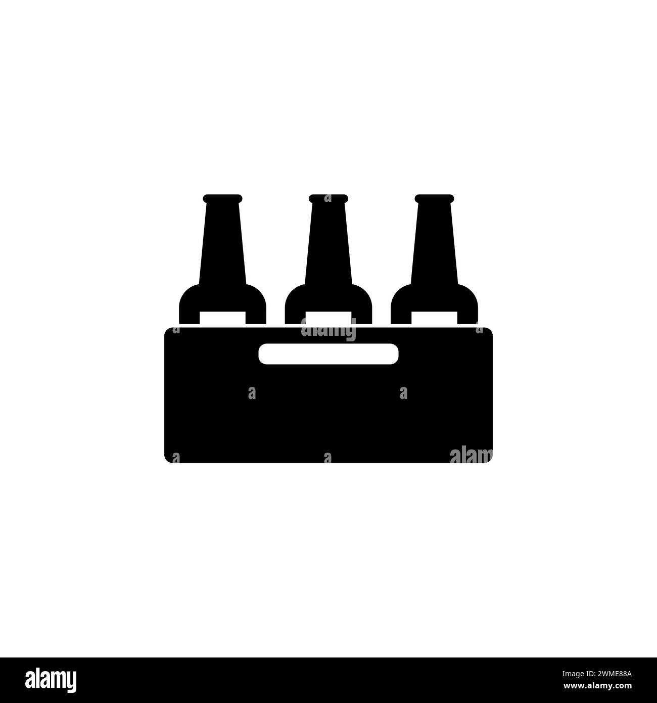 Confezione di bottiglie di birra icona vettoriale piatta. Simbolo solido semplice isolato su sfondo bianco Illustrazione Vettoriale