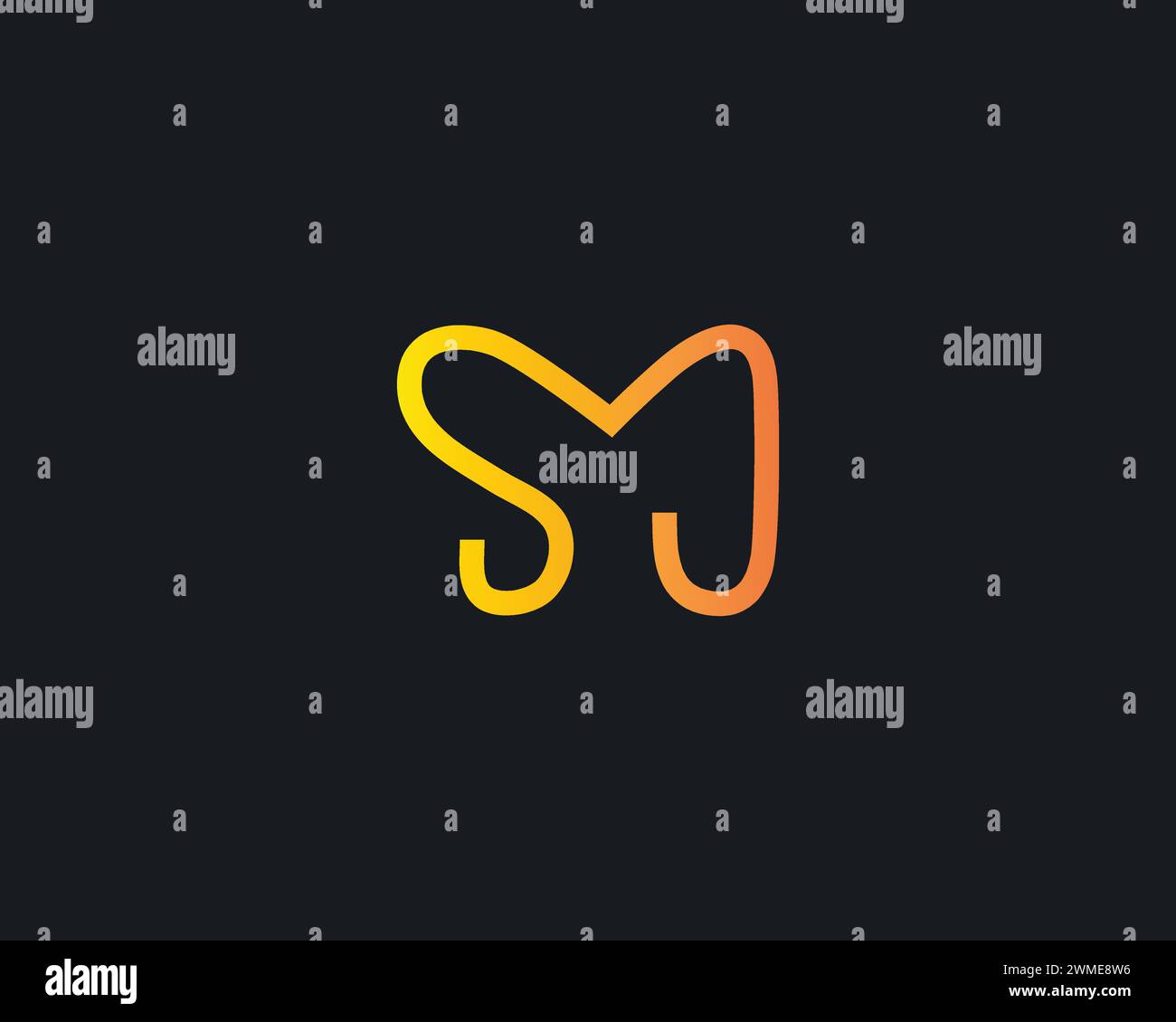 Modello vettoriale di design del logo Creative Letter SM Illustrazione Vettoriale