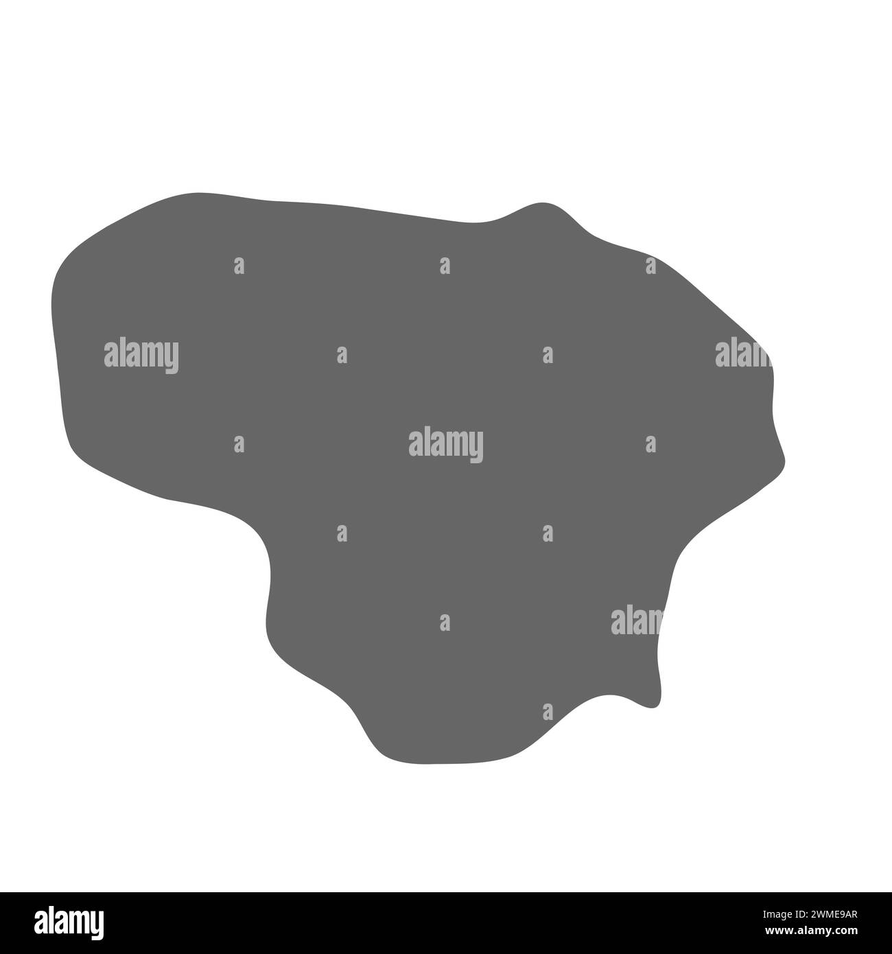 Mappa semplificata del paese della Lituania. Mappa grigia elegante e uniforme. Icone vettoriali isolate su sfondo bianco. Illustrazione Vettoriale