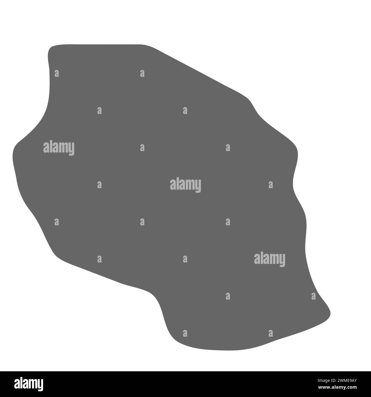 Mappa semplificata del paese della Tanzania. Mappa grigia elegante e uniforme. Icone vettoriali isolate su sfondo bianco. Illustrazione Vettoriale