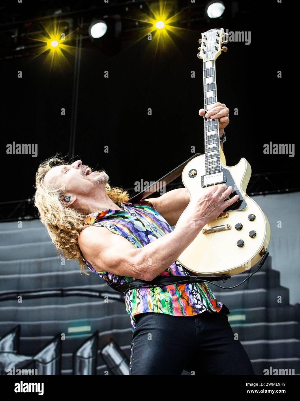 Tommy Shaw di Styx sul palco Foto Stock