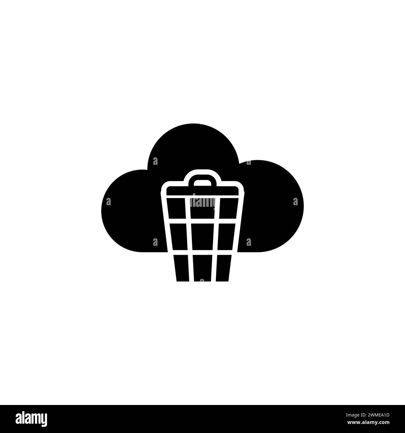 Icona vettoriale piatto del cestino di cloud computing. Simbolo solido semplice isolato su sfondo bianco Illustrazione Vettoriale