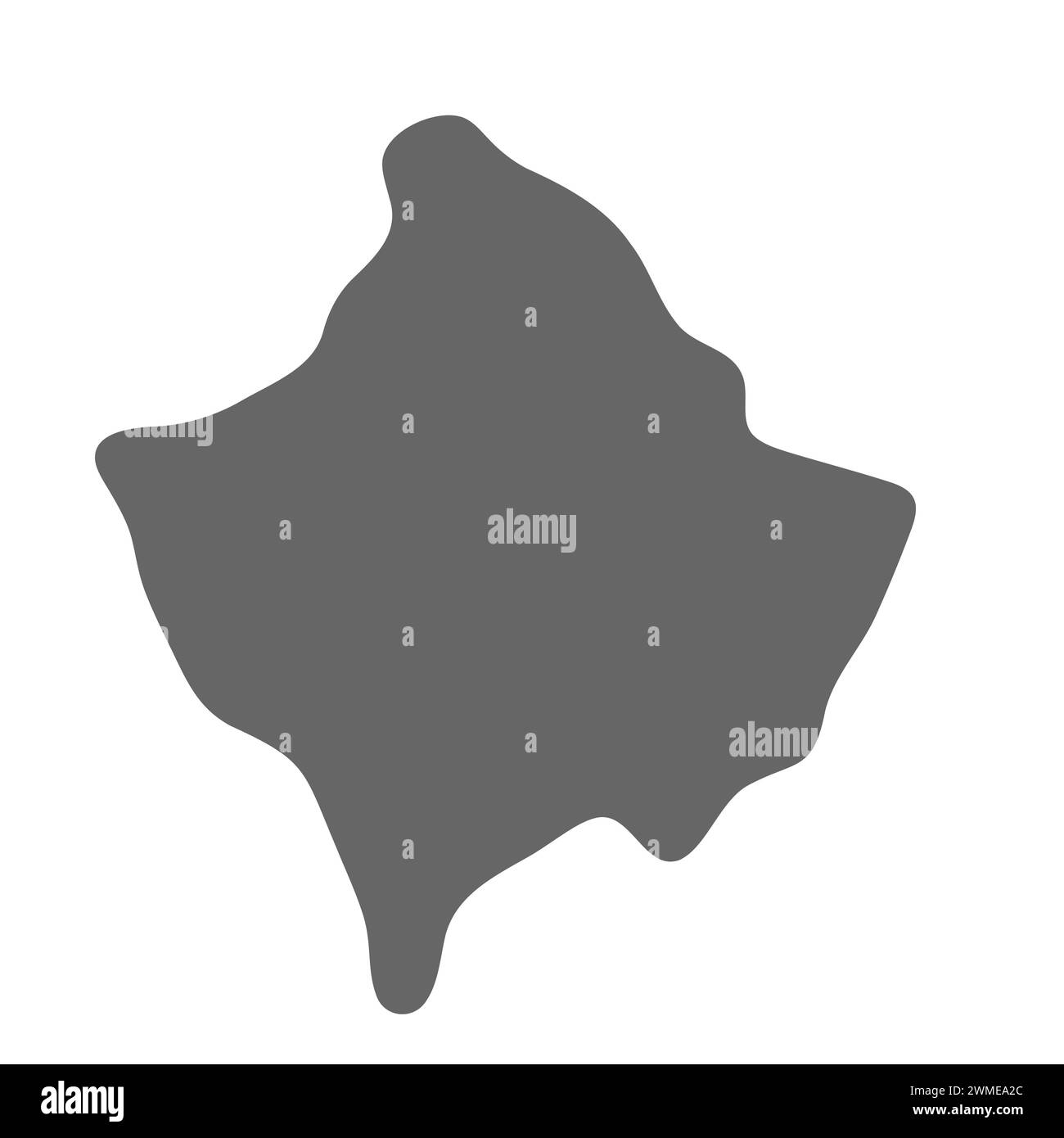 Mappa semplificata del paese del Kosovo. Mappa grigia elegante e uniforme. Icone vettoriali isolate su sfondo bianco. Illustrazione Vettoriale