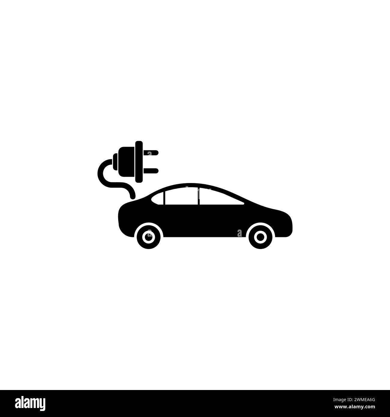 Icona vettoriale piatta per elettro-auto. Simbolo solido semplice isolato su sfondo bianco Illustrazione Vettoriale
