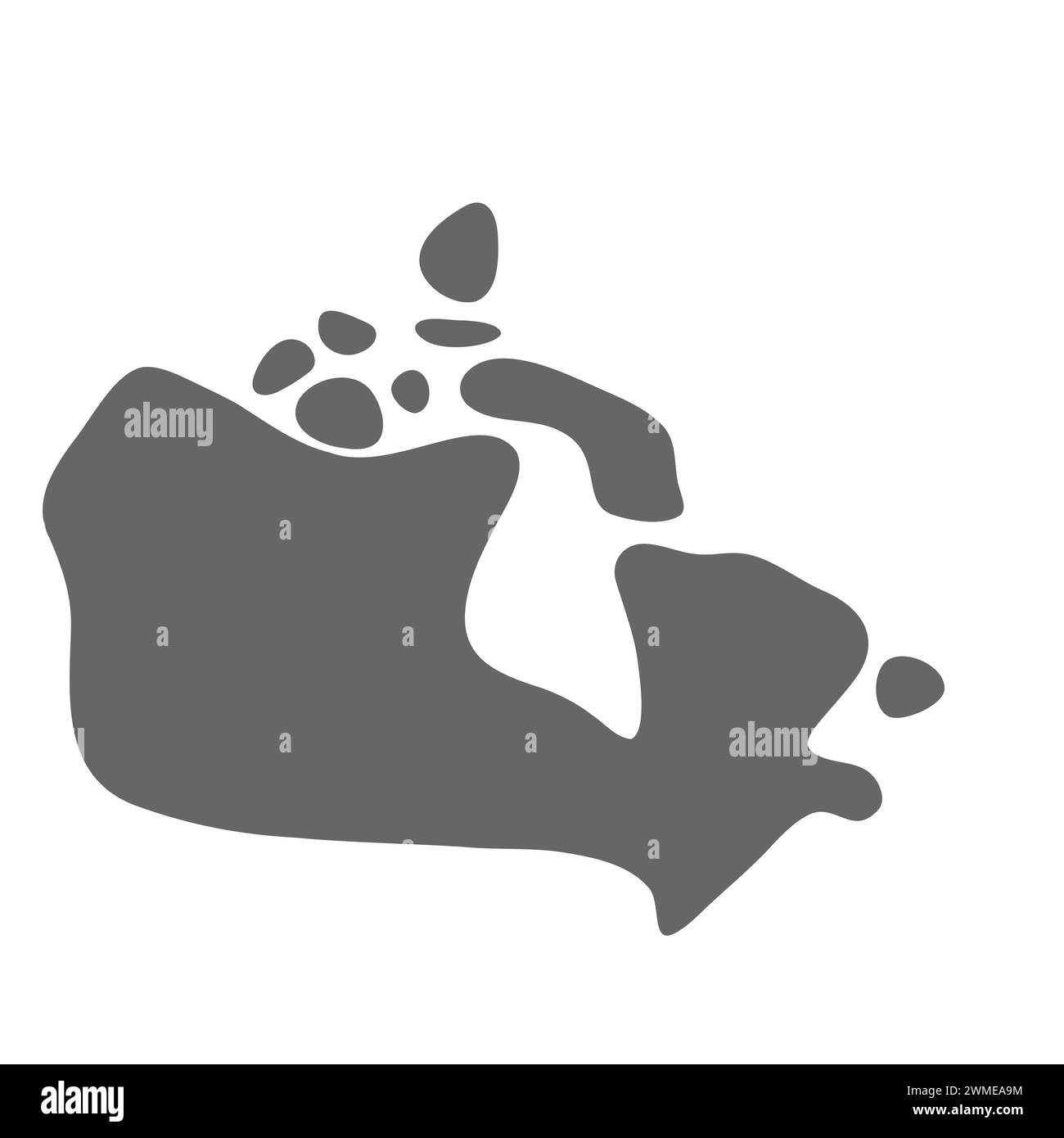 Mappa semplificata per il Canada. Mappa grigia elegante e uniforme. Icone vettoriali isolate su sfondo bianco. Illustrazione Vettoriale