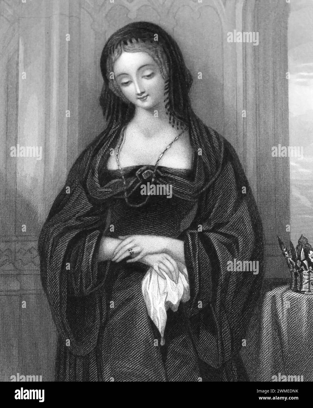 Incisione del XIX secolo Lady Grey in Re Enrico Foto Stock