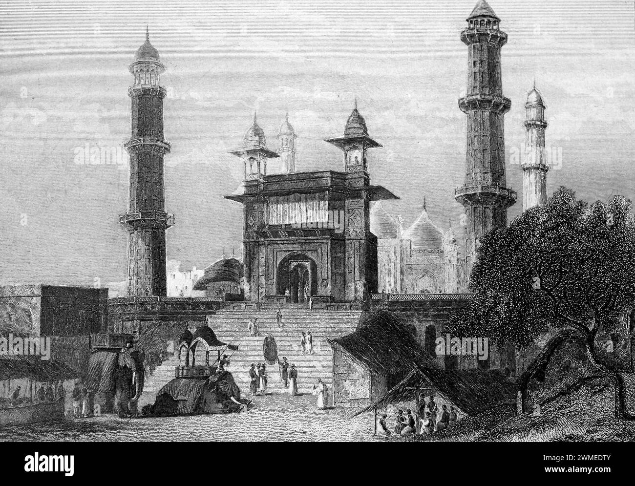 XIX secolo incisione della Moschea di Muttra Foto Stock