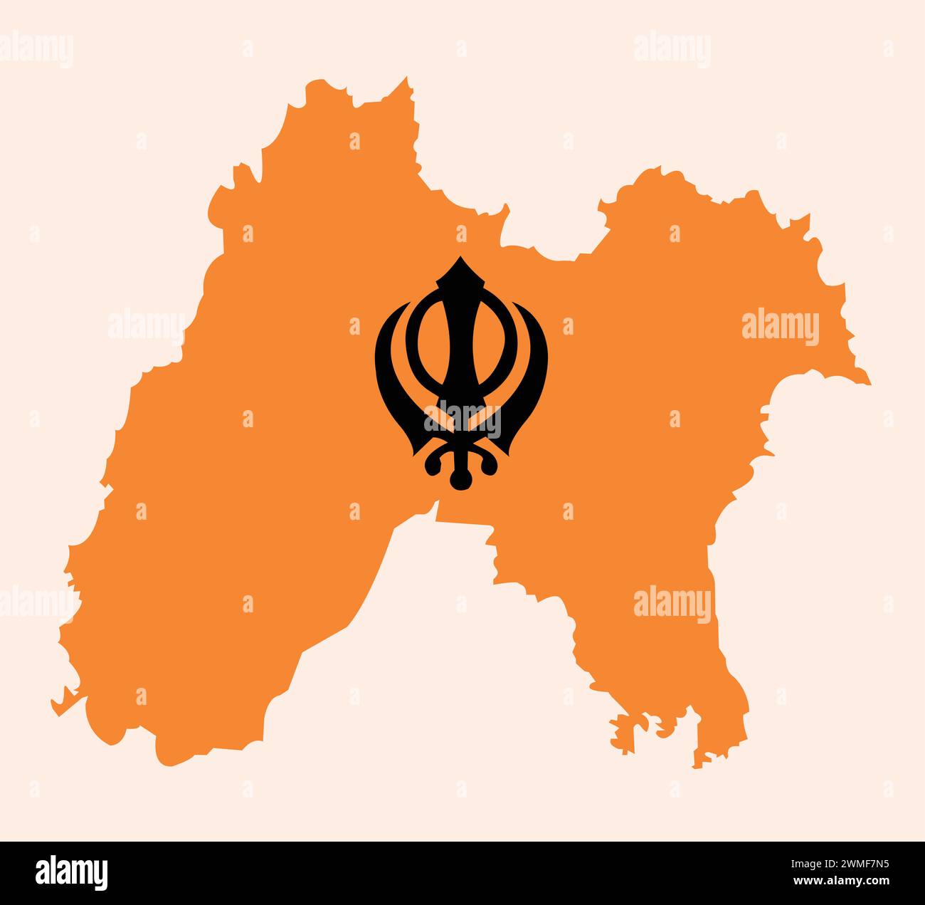 La mappa del Khalistan, Una visione di sovranità e identità, Punjab Unito Illustrazione Vettoriale