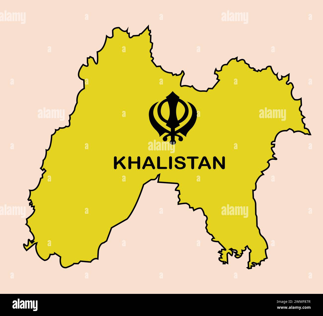 La mappa del Khalistan, Una visione di sovranità e identità, Punjab Unito Illustrazione Vettoriale