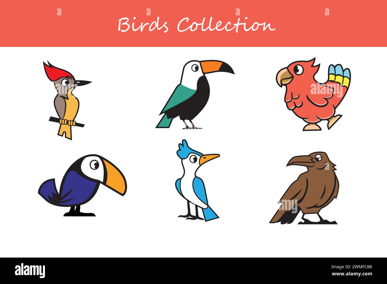 Gioco educativo per bambini. Trovare l'ombra corretta. Set di uccelli dei cartoni animati. Illustrazione Vettoriale