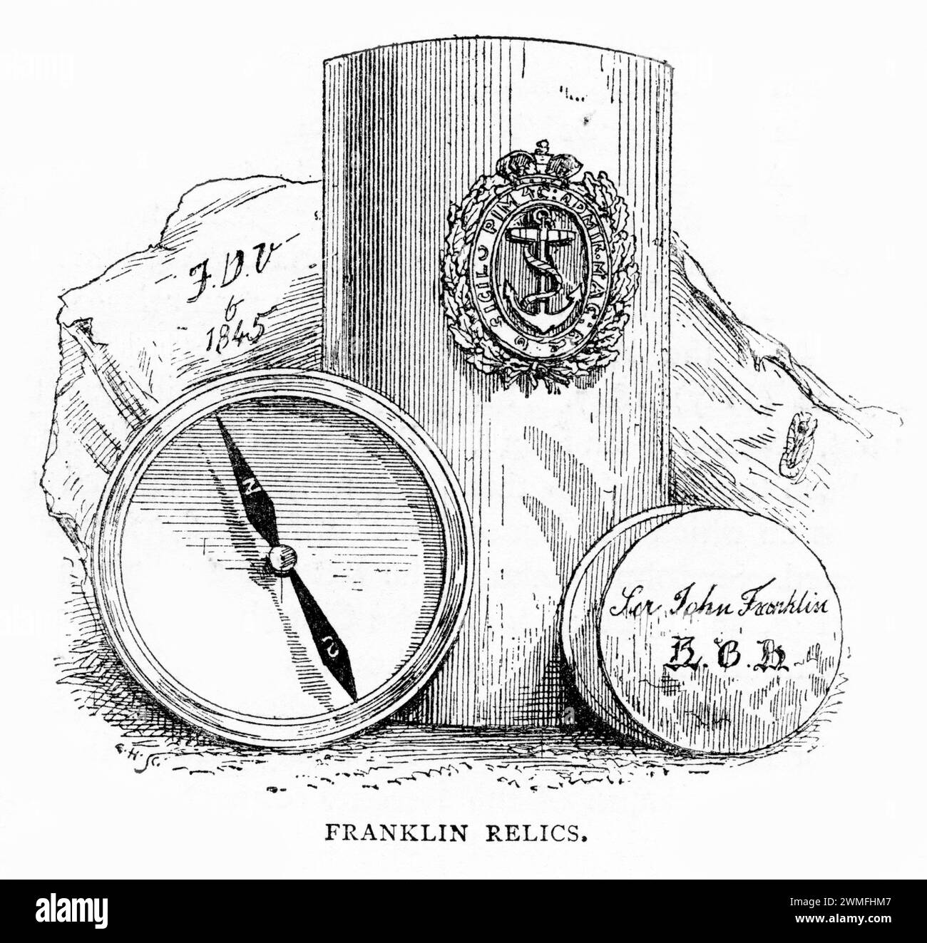 Reliquie delle spedizioni di Sir John Franklin, (1786 – 1847) un ufficiale della Royal Navy britannica ed esploratore artico. Foto Stock