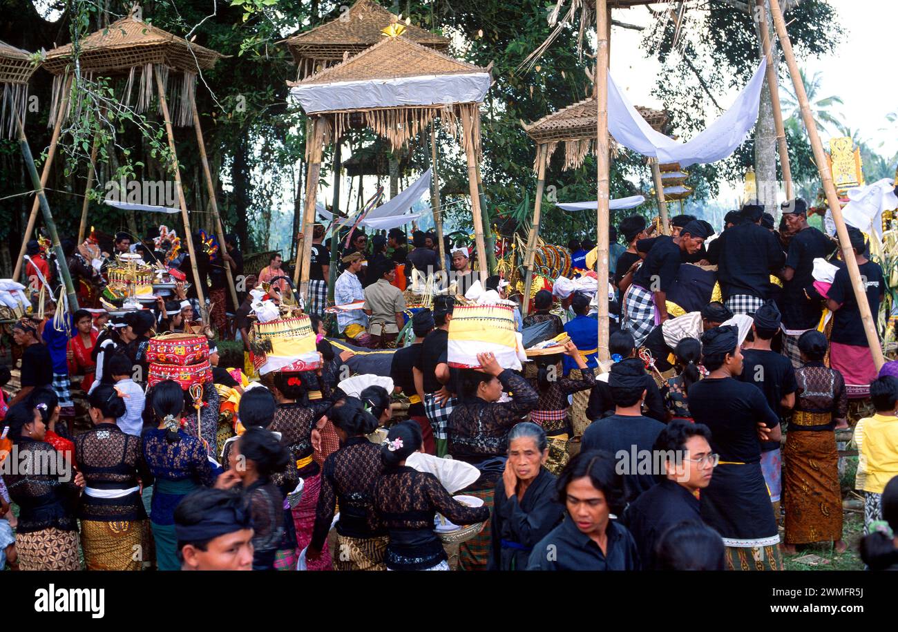 Cerimonia di cremazione indù. Bali, Indonesia. Foto Stock