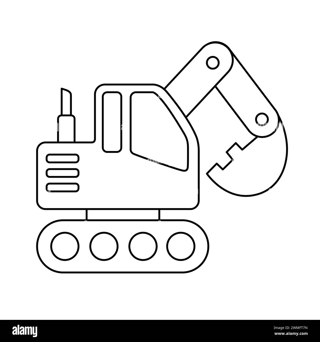 Pagina di colorazione con escavatore. Gioco didattico per il libro colorato dei veicoli edili. Illustrazione vettore Cartoon Truck Illustrazione Vettoriale