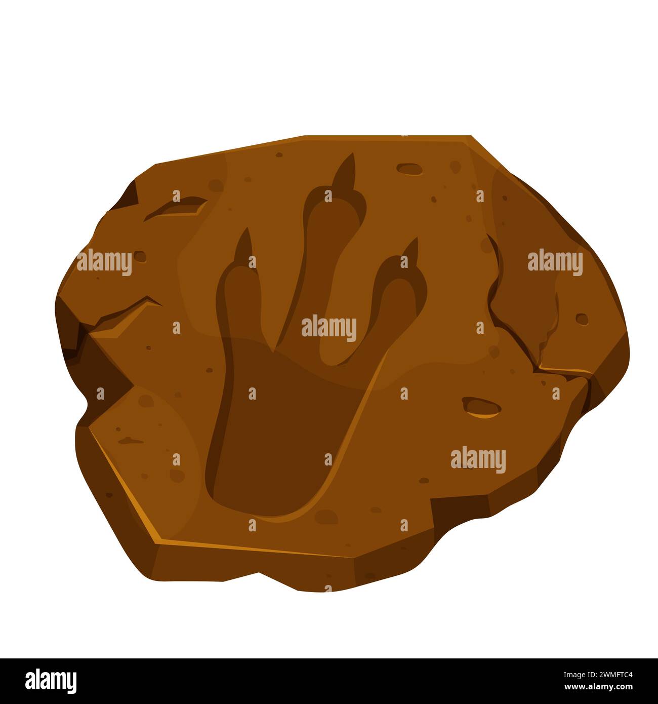 Fossili di dinosauro, impronte di zampe, sentiero per rettili isolato su sfondo bianco. Reperti archeologici e paleontologici. Illustrazione vettoriale Illustrazione Vettoriale
