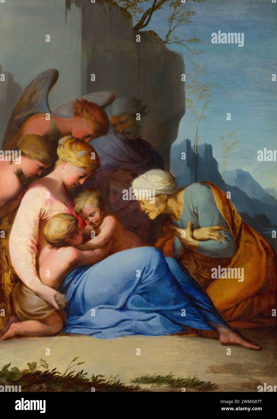 Baugin Lubin - Sacra famiglia con il bambino San Giovanni Battista, Santa Elisabetta e tre figure Foto Stock