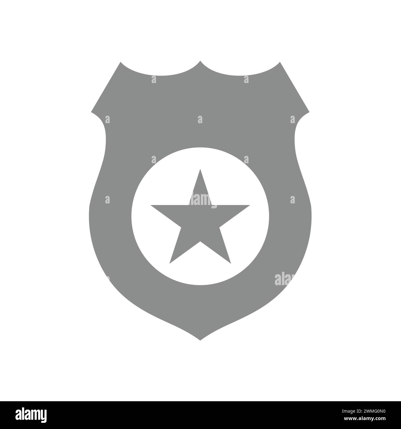 Distintivo dell'agente di polizia. Simbolo del glifo vettoriale con stella, forze dell'ordine. Illustrazione Vettoriale