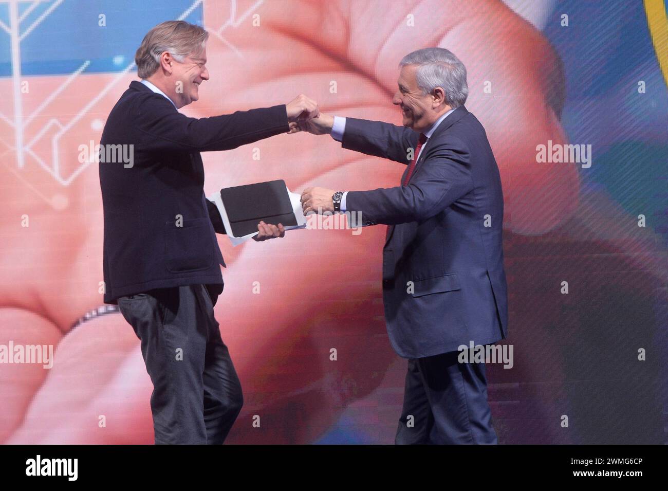 Italia, Roma, 24 febbraio 2024 : Congresso Nazionale di forza Italia, nella foto Antonio Tajani e Antonio Lopez foto © Stefano Carofei/sintesi/A. Foto Stock