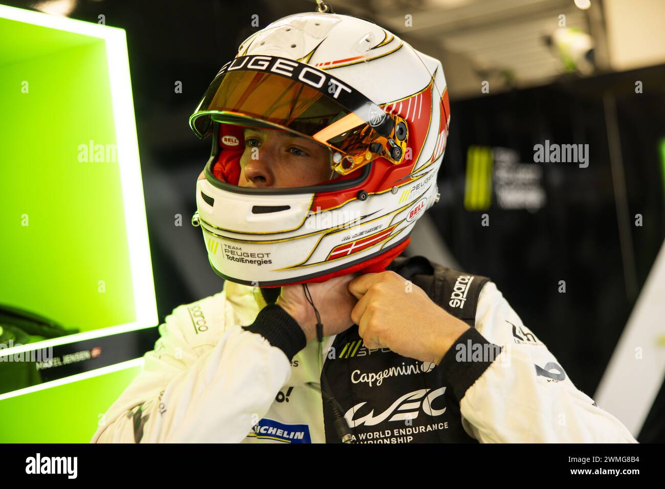 JENSEN Mikkel (dnk), Peugeot TotalEnergies, Peugeot 9x8, ritratto durante il Prologo del Campionato Mondiale Endurance FIA 2024, dal 24 al 26 febbraio 2024 sul circuito Internazionale di Losail a Lusail, Qatar Foto Stock