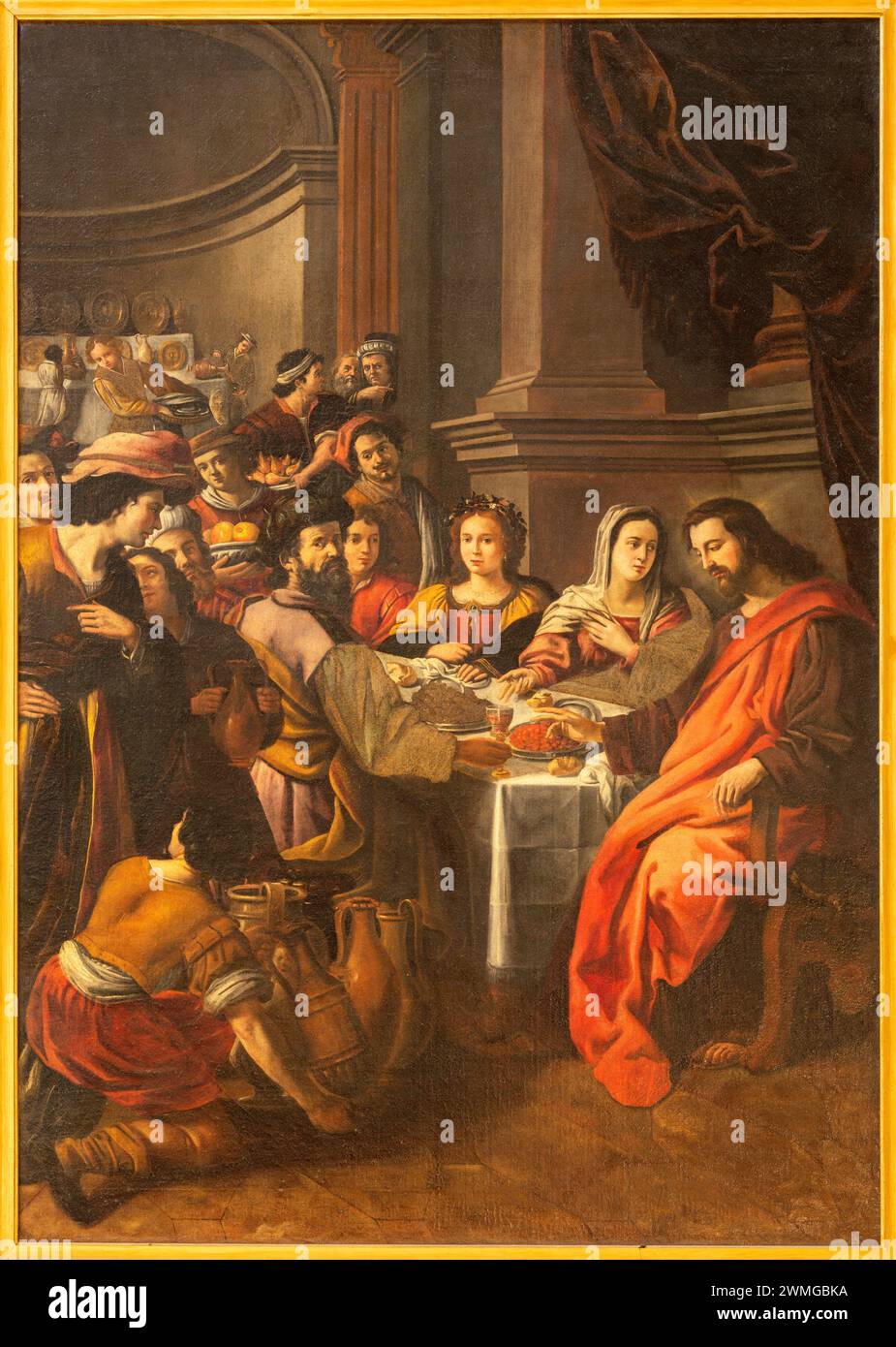 FERRARA, ITALIA - 9 NOVEMBRE 2021: Il dipinto miracolo a Cana nella chiesa di San Francesco di Johannes van Beyghem (1630). Foto Stock