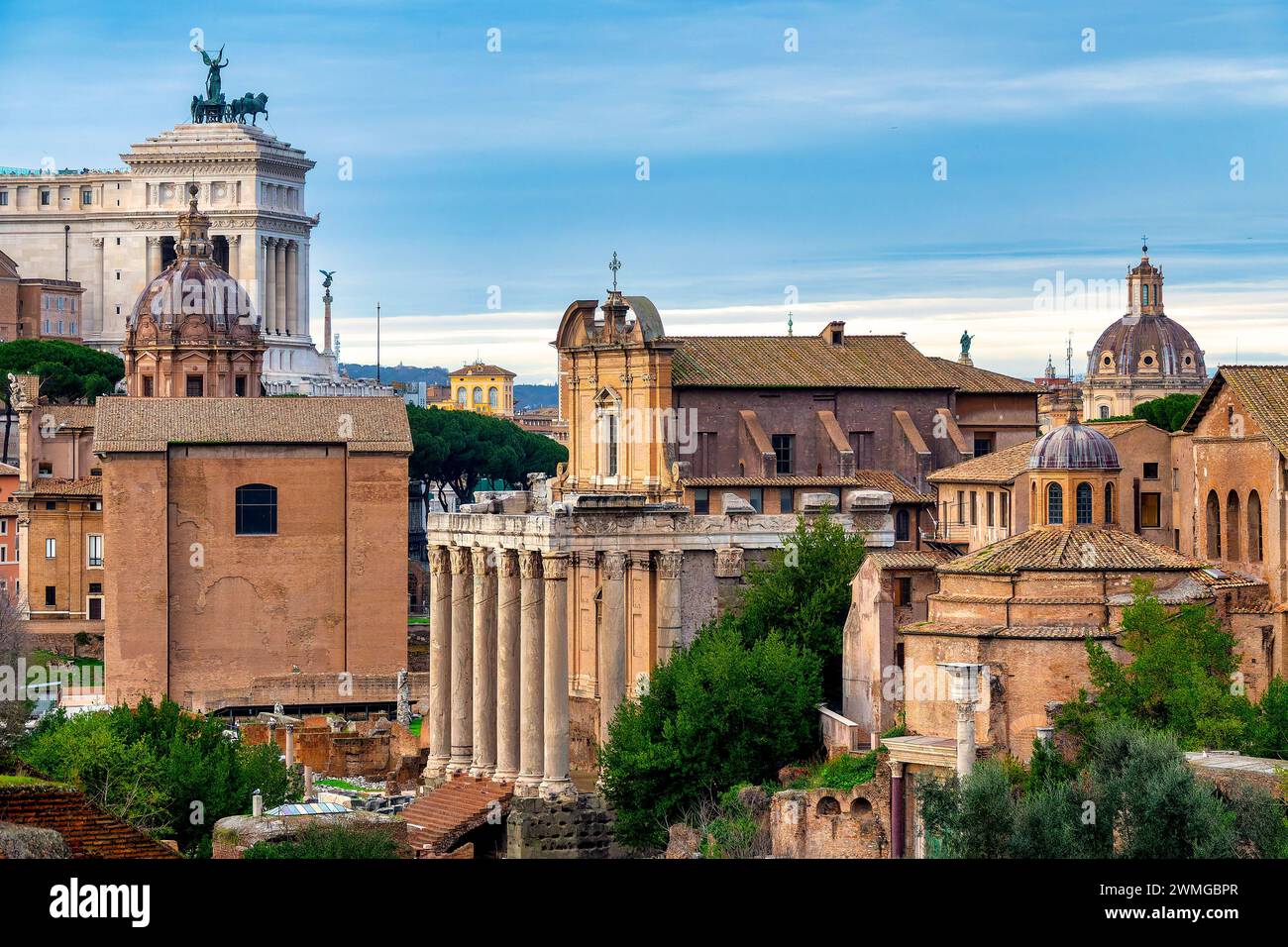 Vista del Foro Romano, Roma, Italia Foto Stock