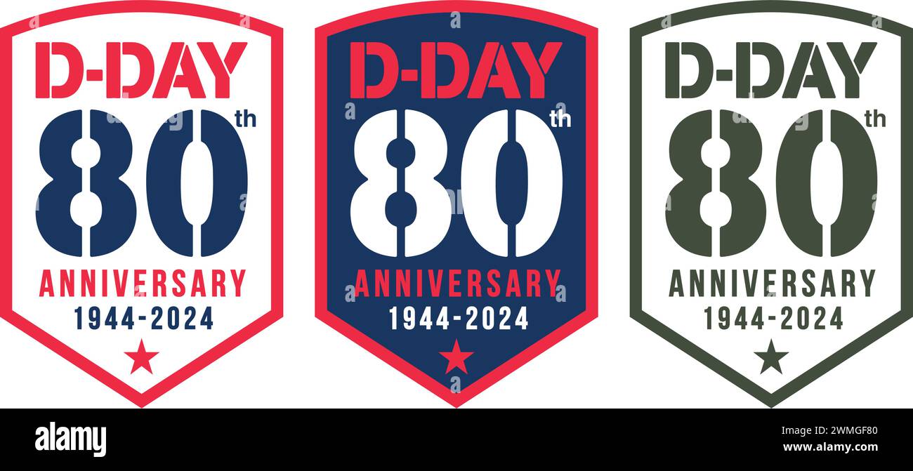 Distintivi sul 80° anniversario del D-Day in Vector Illustrazione Vettoriale