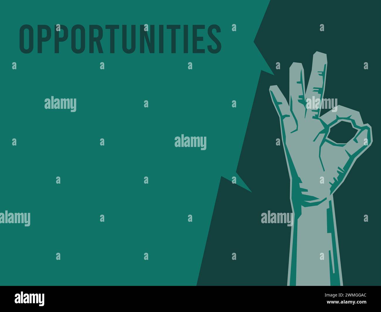 Rappresentazione visiva delle opportunità, infografiche relative a SWOT. Foto Stock