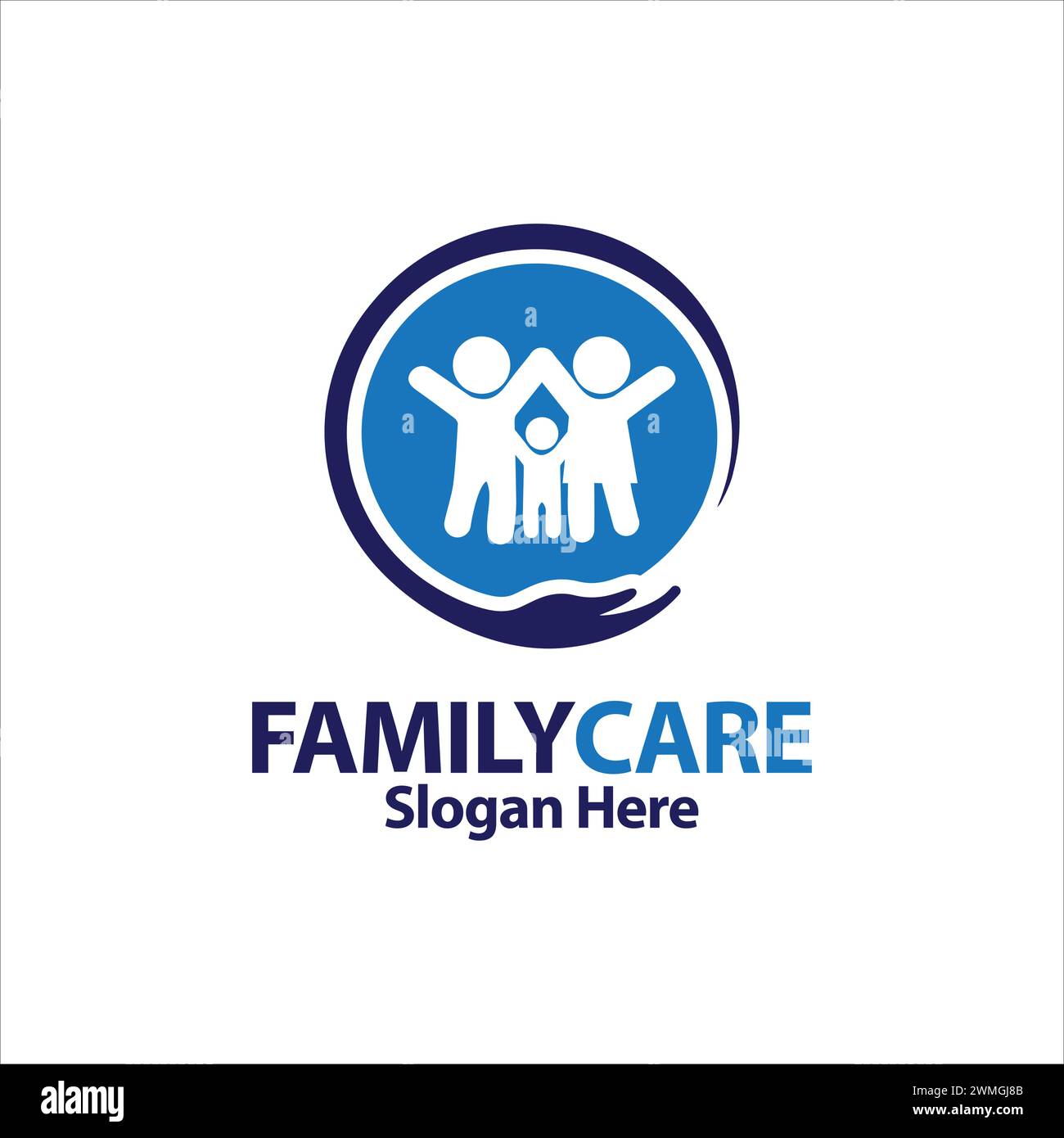 Family Care Logo Design elemento vettoriale stile mascotte semplice astratto. Icona People Care Illustration Sign Symbol for Associations (simbolo simbolo delle associazioni). Illustrazione Vettoriale