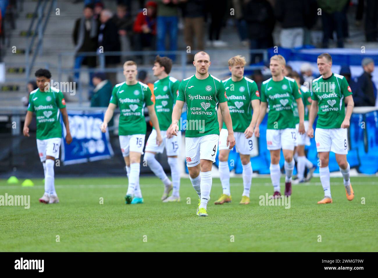 Copenaghen, Danimarca. 24 febbraio 2024. Laurits Bust (4) del Naestved BK visto durante il NordicBet Liga match tra B.93 e Nasestved BK a Vanlose Idrætspark a Copenaghen. (Credito fotografico: Gonzales Photo - Christian Midtgaard). Foto Stock