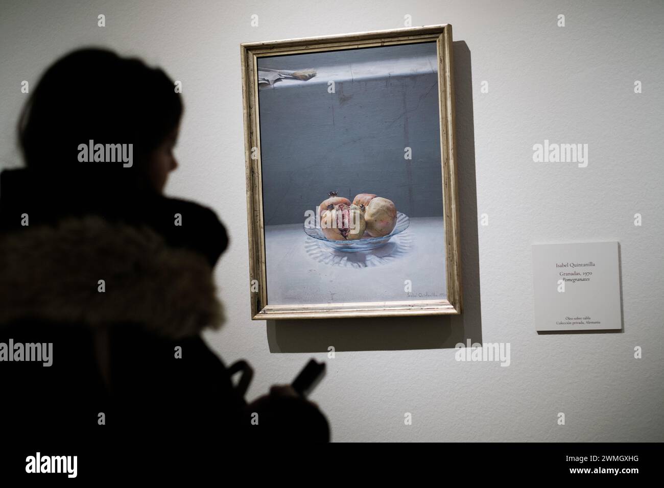Veduta della mostra "il realismo intimo di Isabel Quintanilla" al Museo Nazionale Thyssen-Bornemisza di Madrid, 26 febbraio 2024, Spagna Foto Stock