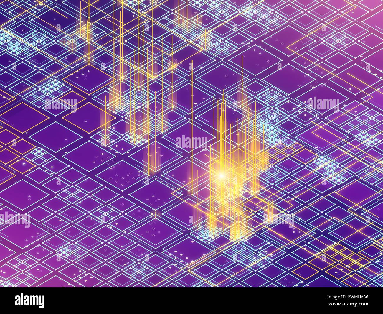 Gli algoritmi di deep learning vengono utilizzati per l'analisi dei dati delle reti neurali. Concetto di intelligenza artificiale (A.i). Analisi dei big data tramite l'apprendimento automatico Foto Stock